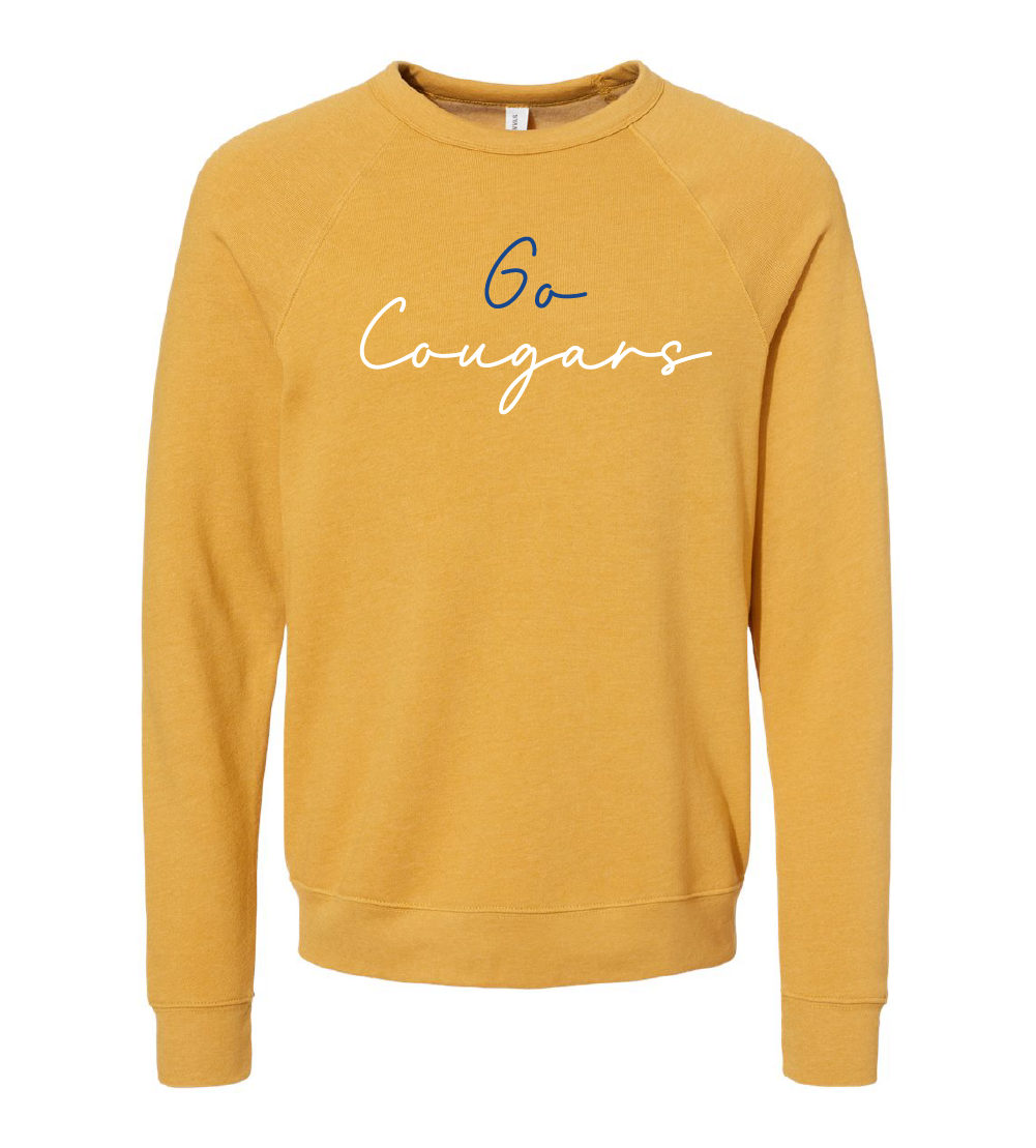 Greenfield Central Go Cougars Script Font Crewneck