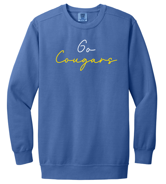 Greenfield Central Go Cougars Script Font Crewneck