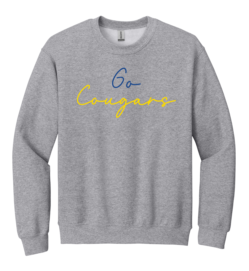 Greenfield Central Go Cougars Script Font Crewneck