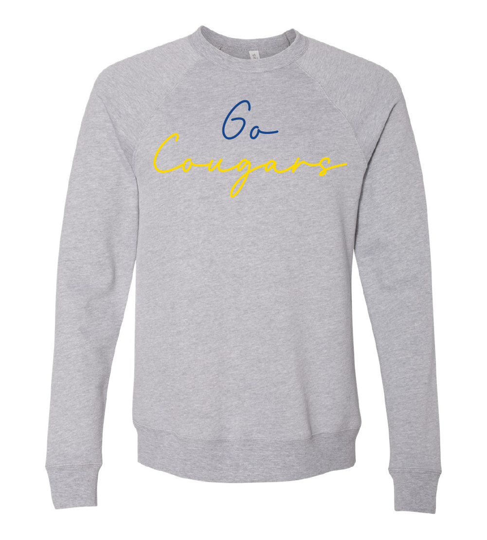 Greenfield Central Go Cougars Script Font Crewneck